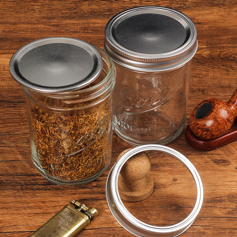 Split Lid Glass Mason Jar Tobacco Jar Transparent Mason Jar Sealed Storage Jar Grain Moisturizing Jar 480ml