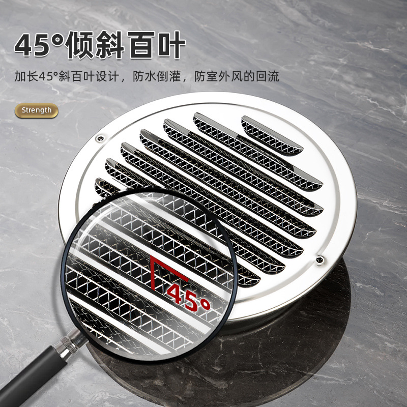 Stainless Steel Hood Flat Head Exterior Wall Ventilation Exhaust Range Hood Smoke Exhaust Outdoor Windproof Cover Kitchen