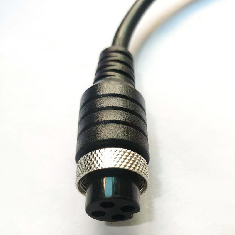 Кабель питания для подушек сидений 1-2, M12-4P авиационный разъем мужской к Sr, длина 20 см, длина хвоста 40.5 см, черный