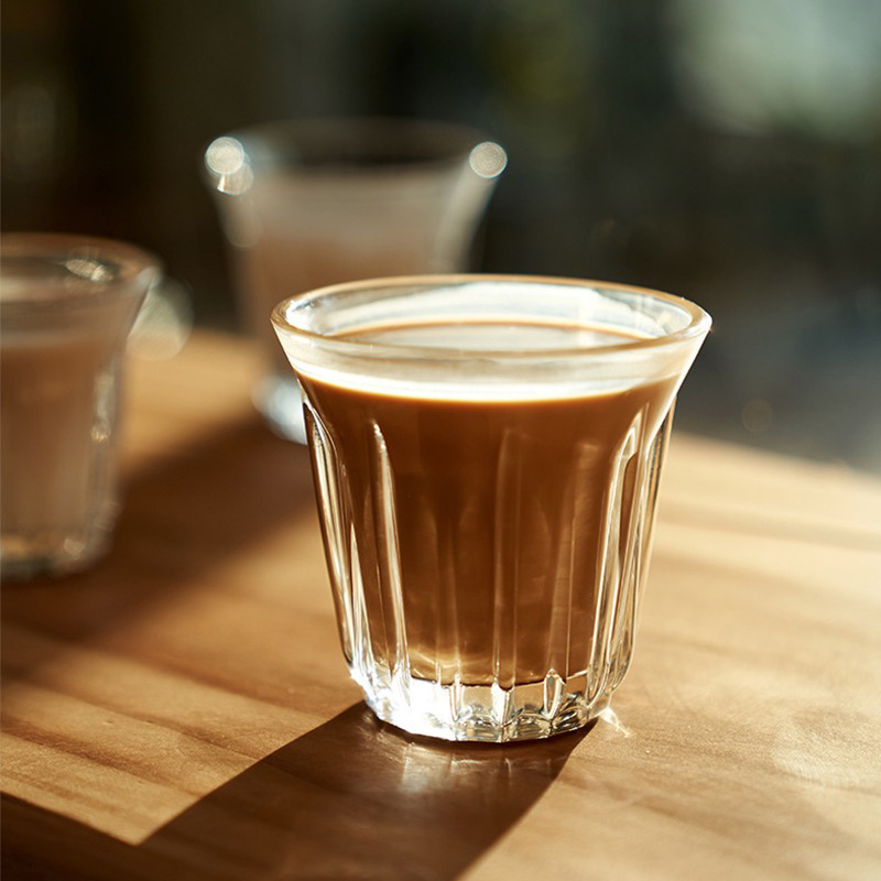 Vertical Pattern Glass Latte Art Iced Latte Simple Retro Dirty Coffee Cup Espresso Australian White Cup Milk Cylinder