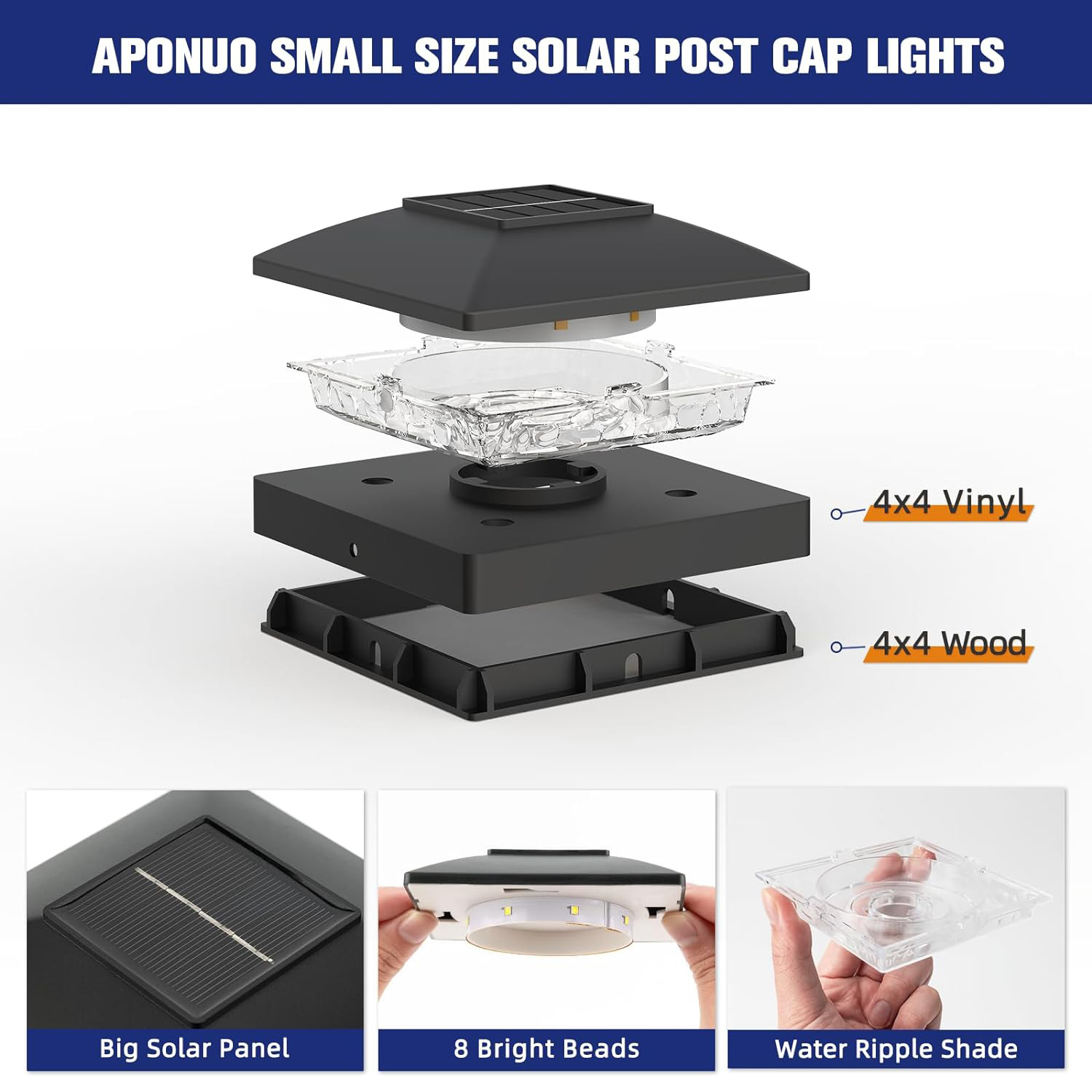 Amazon's New Outdoor Waterproof Solar Column Headlight Fence Courtyard Wall Garden Cap LED Column Light