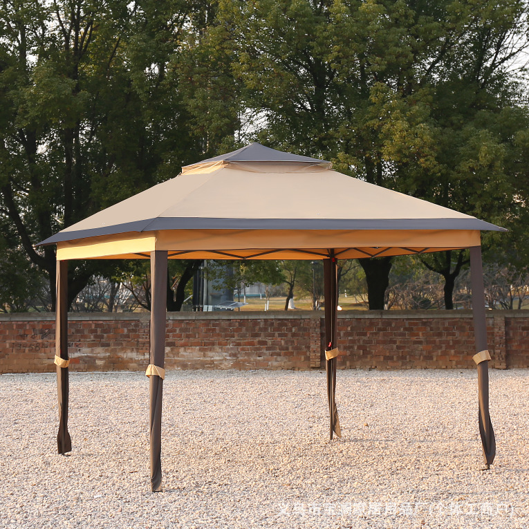 Outdoor courtyard four corners eaves folding canopy 3.3*3.3m leisure pavilion tent rainproof sunscreen mosquito yurt