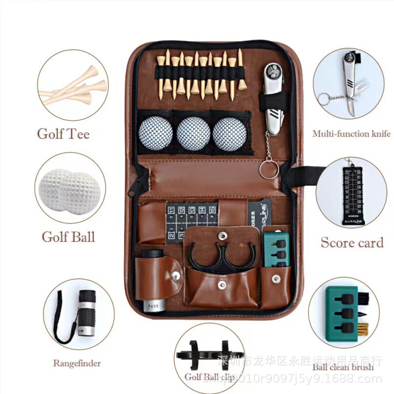 Golf tools leather bag golf accessories easy to carry multi-functional large capacity storage leather bag logo