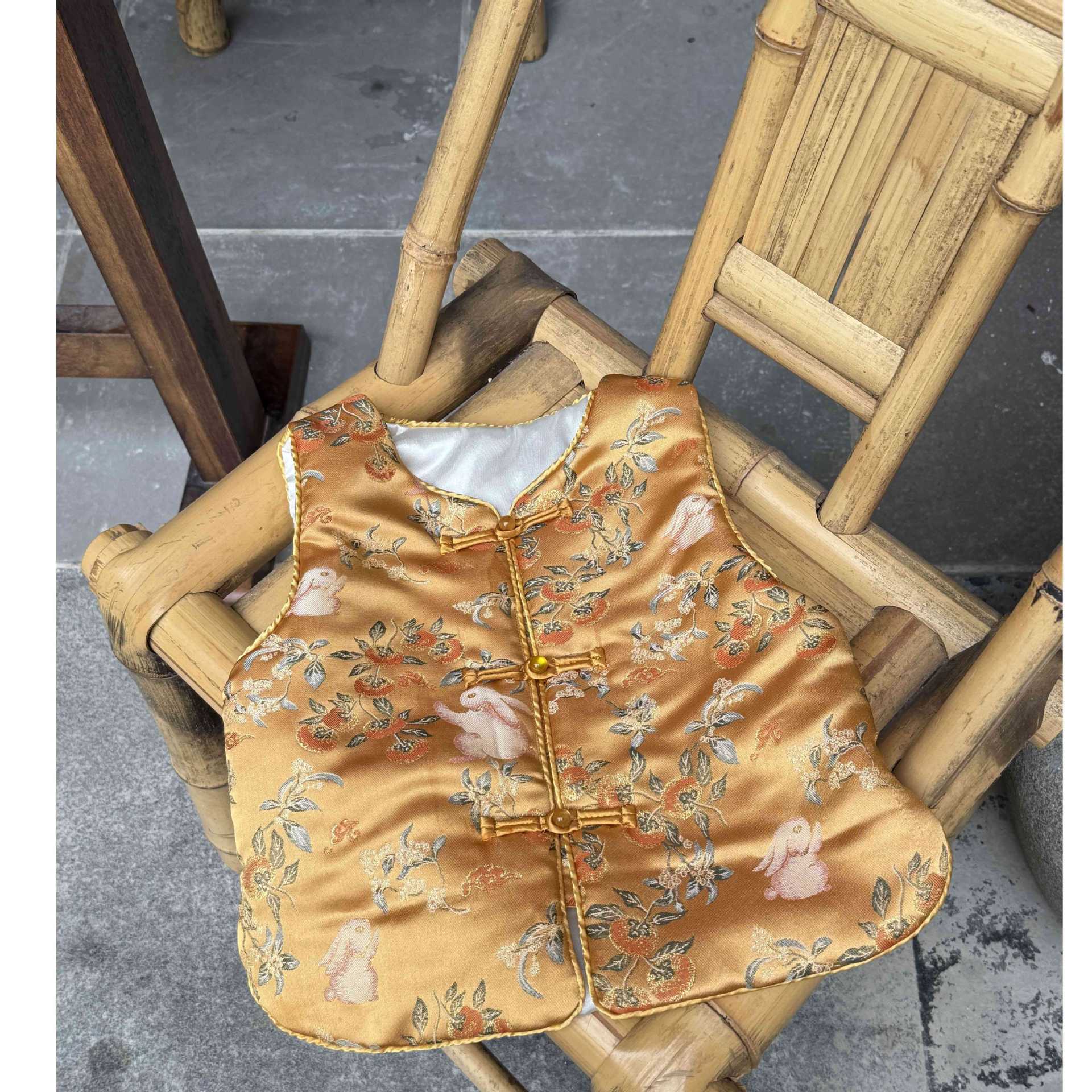 New New Year's Clothing Vest, One-Year-Old Dress, New Chinese Style Imitation Song Brocade Double-Breasted Parent-Child Vest
