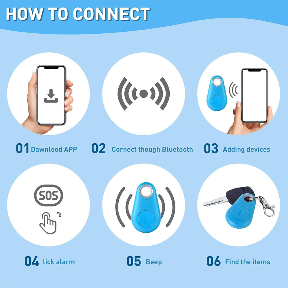 Cross-Border Drop-Shaped Bluetooth Anti-Lost Device Keychain Alarm Mobile Phone Tracking Object Finder Key Finder in Stock