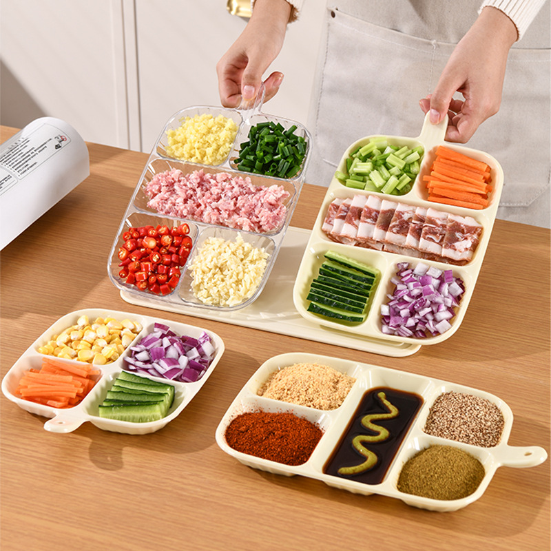 Dish Preparation Plate Hot Pot Flavor Dish Dipping Ingredients with Scallion, Ginger and Garlic Kitchen Dish Plate Fruit Snack Storage Plate Multi-function