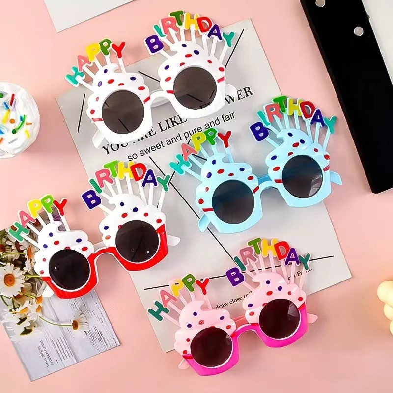 Plastic Birthday Glasses Creative Children's Happy Party Funny Photo Props Decoration Cake Decoration Wholesale