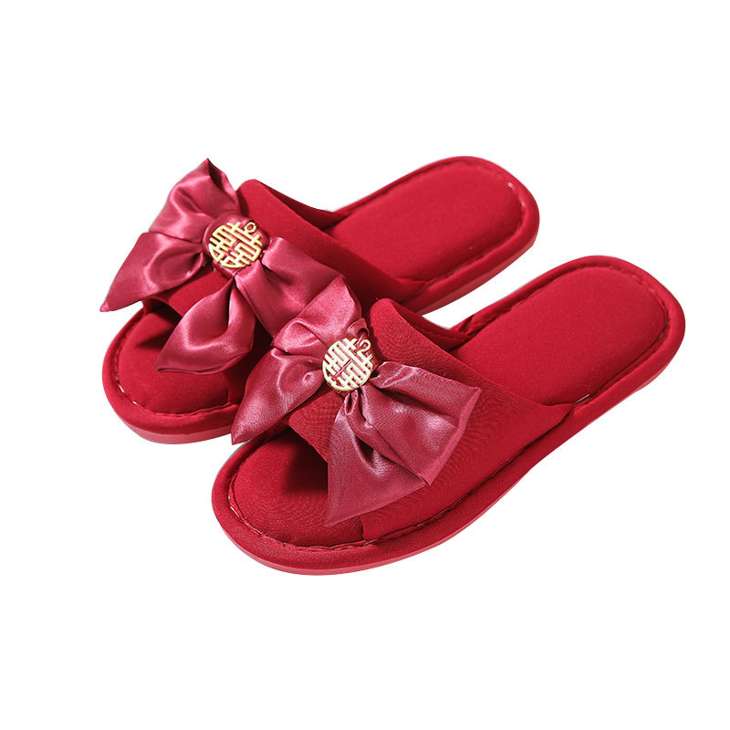 Slippers Wedding Festive Newlywed Red Pair Summer Couple Home Indoor Non-Slip Bride and Groom Dowry Slippers