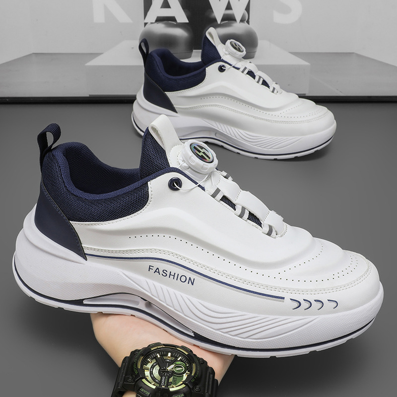 Spring Men's Shoes New Breathable White Shoes Men's Trendy Versatile Thick-Soled Sports Shoes Casual Running Dad Shoes for Men