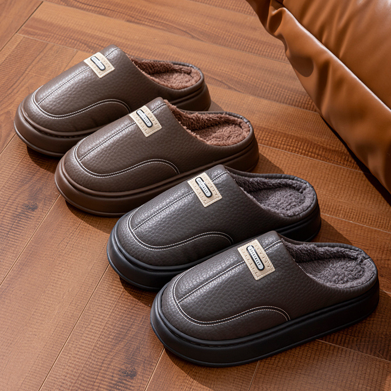 2025冬季新款男士棉拖鞋大码家居用室内防滑保暖棉鞋加绒厚底