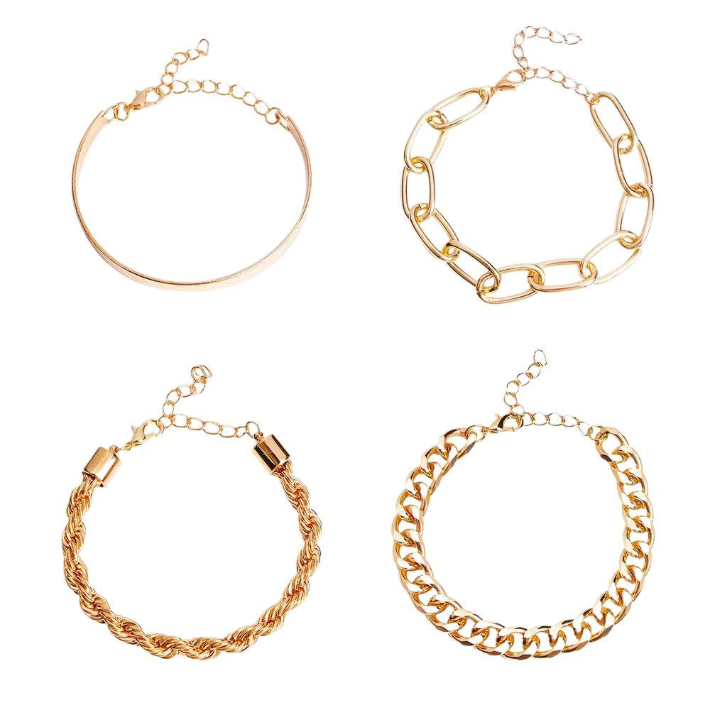 European and American Cross-Border Alloy Bracelets for Women, Personalized Hip-Hop Cuban Bracelets, Punk Metal Mixed and Matched Twist Chain Jewelry