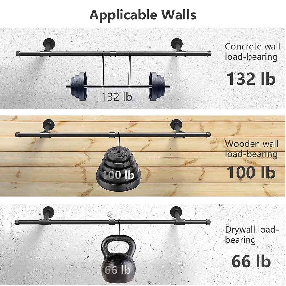 Wall-Mounted Clothes Rack, Industrial Pipe Wall Closet Metal Hanging Rod, Multi-Functional Clothes Drying Rod for Wardrobe