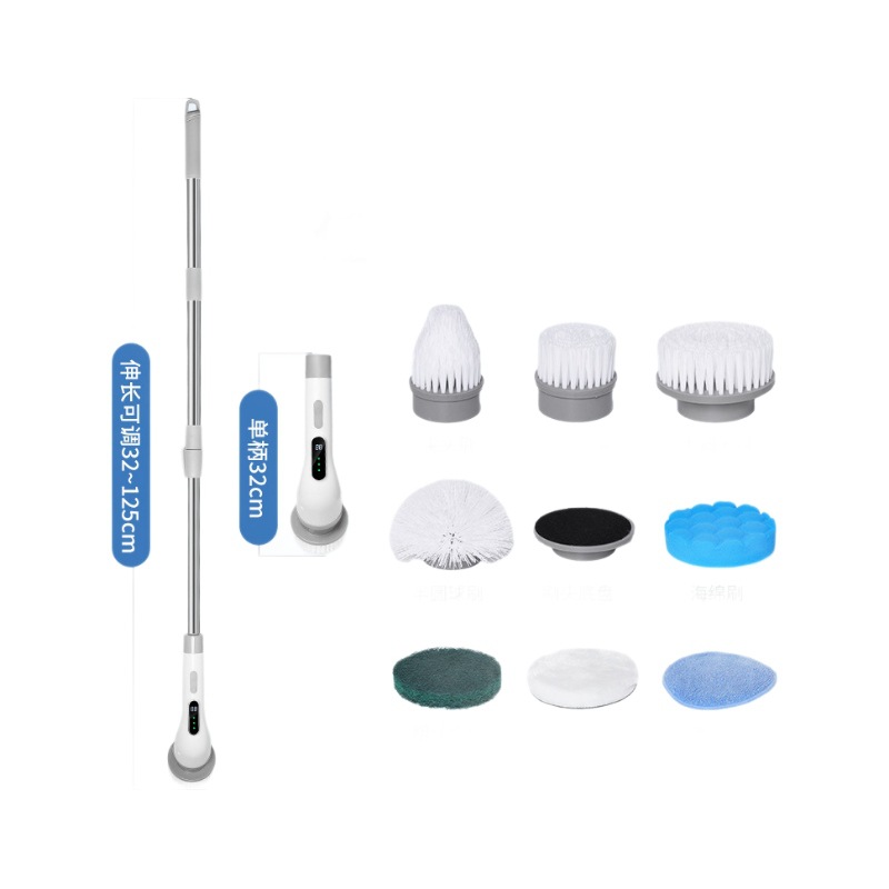 Cross-border nine-in-one wireless cleaning brush multifunctional retractable household dual-use brush handheld bathroom cleaning artifact