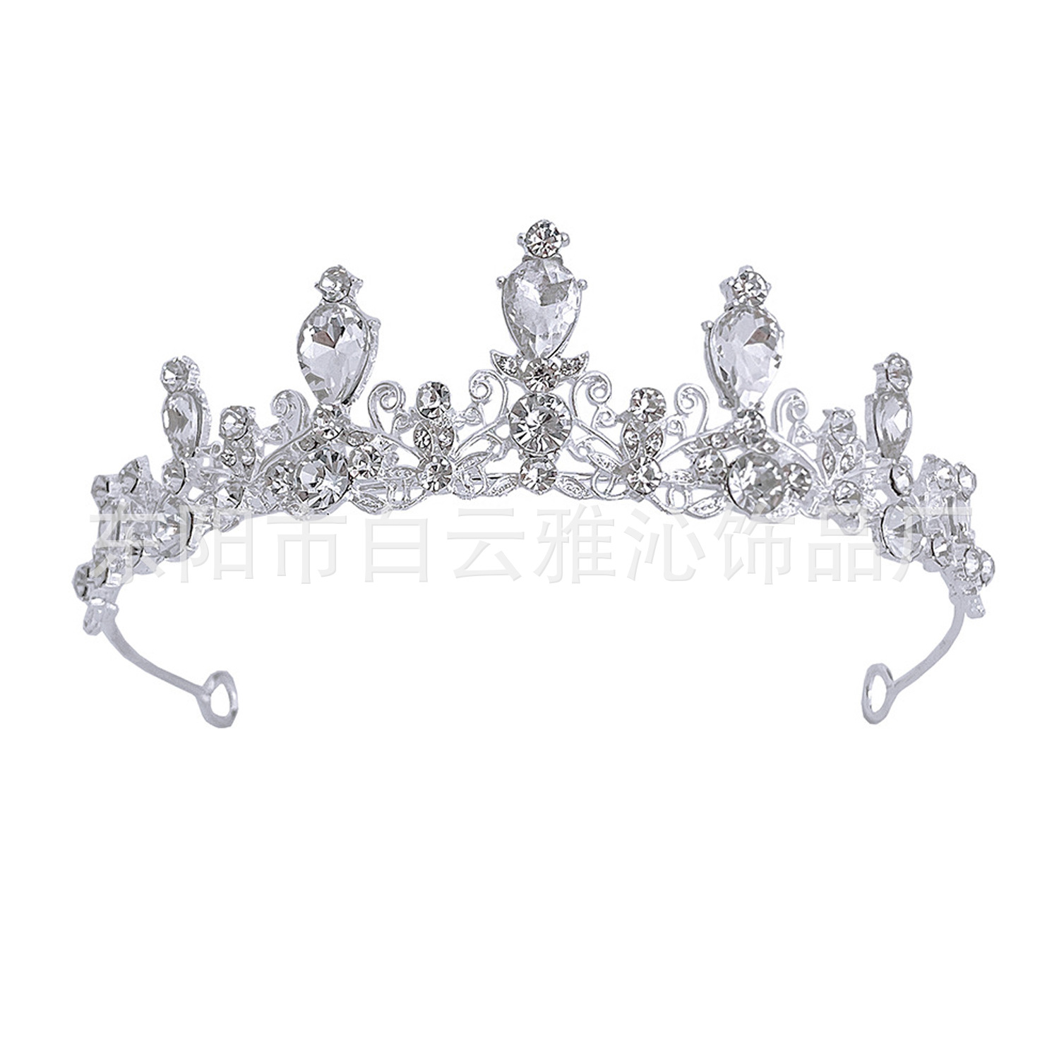 White Zircon Bridal Crown Headwear European and American Simple Wedding Accessories Wedding Headwear Crystal Crown Headwear Rhinestone