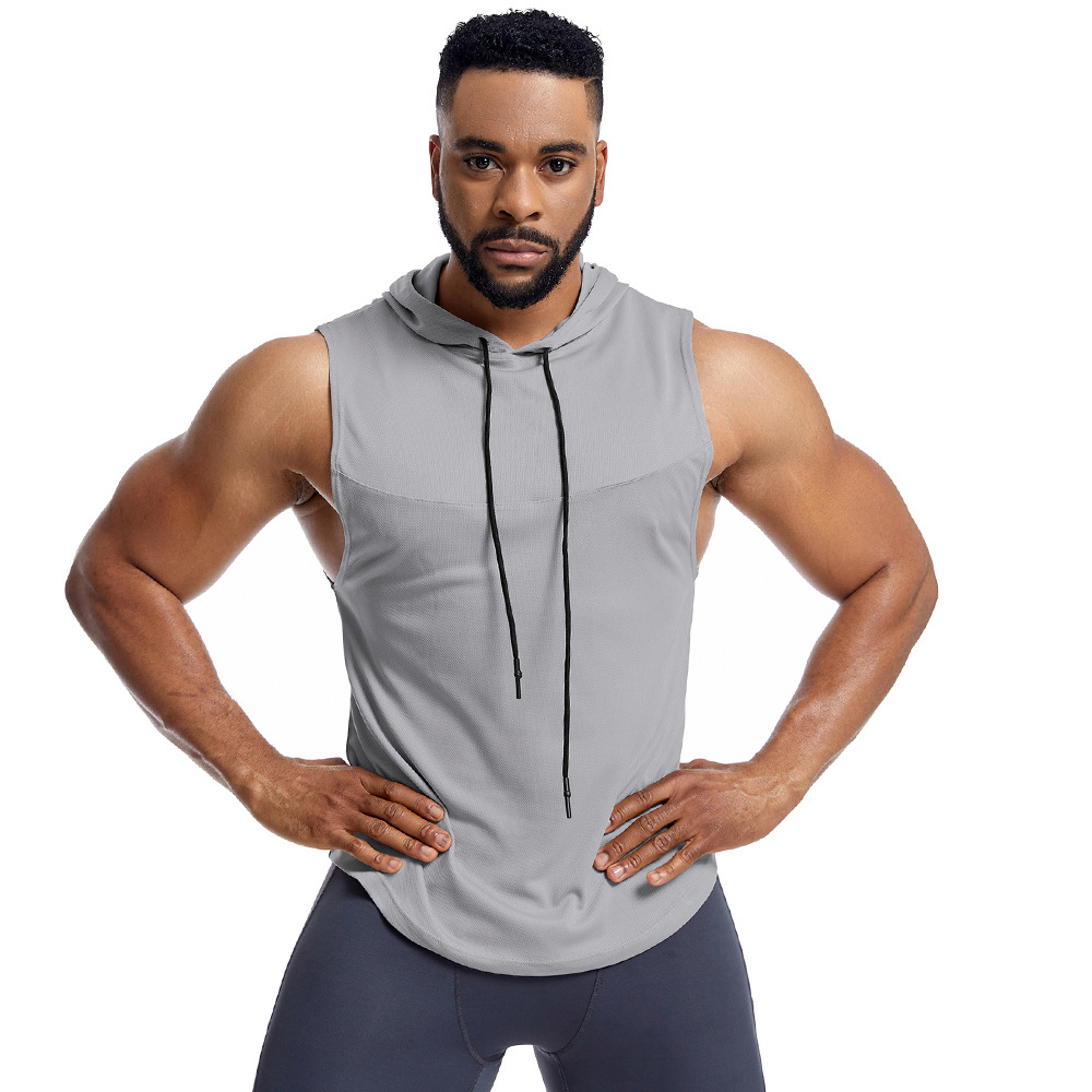 Silgut Cross-Border Hooded Basketball Vest for Men, Summer High-Elastic Breathable Fitness Top, Training Sports Quick-Drying Vest
