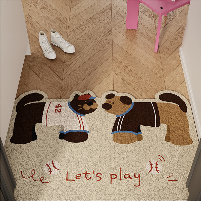 Korean-Style Ins Wind Dog Entrance Mat, Semi-Circular Silk Loop Non-Slip Foot Mat for Entryway, Customizable