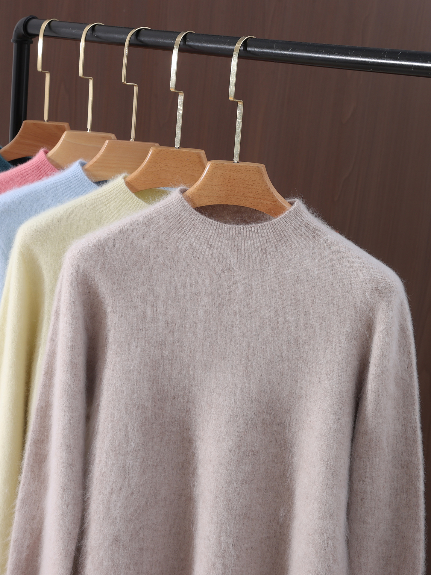 Cross-Border Autumn and Winter New Mink Velvet Women's Pullover Half Turtleneck Warm Knitted Bottoming Shirt Cashmere Sweater Top Wholesale