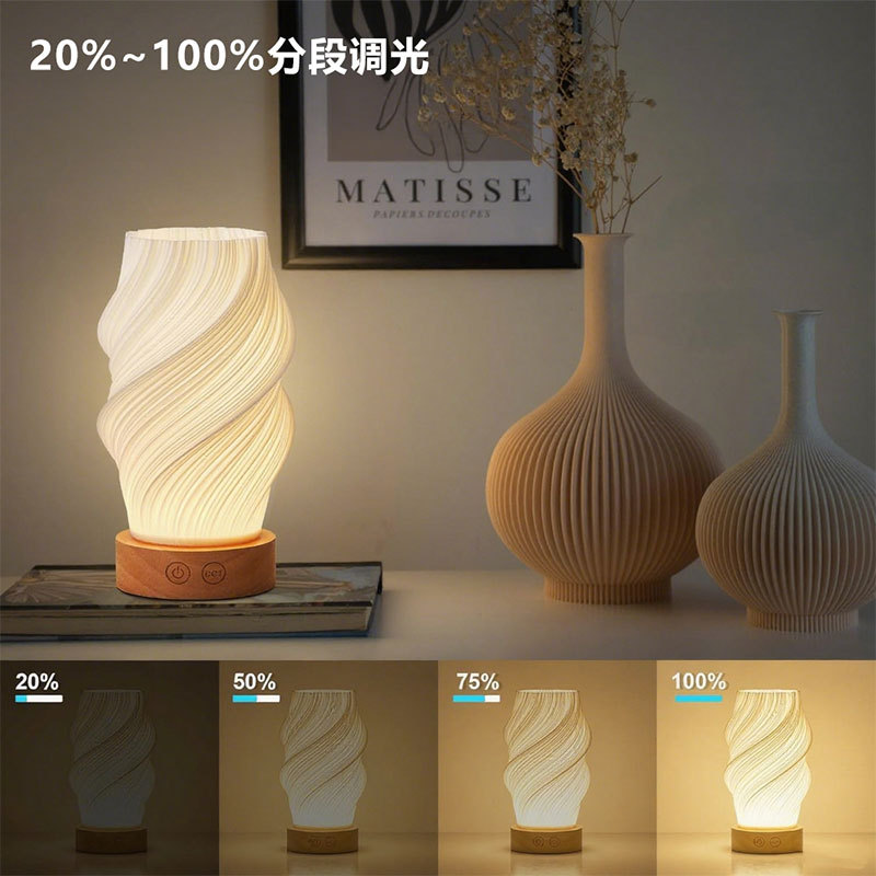 Desk Lamp for Bedroom, High-Quality Solid Wood Led Eye-Protection Night Light, Touch Switch, Stepless Dimming, High-End Feel, Cross-Border Desk Lamp