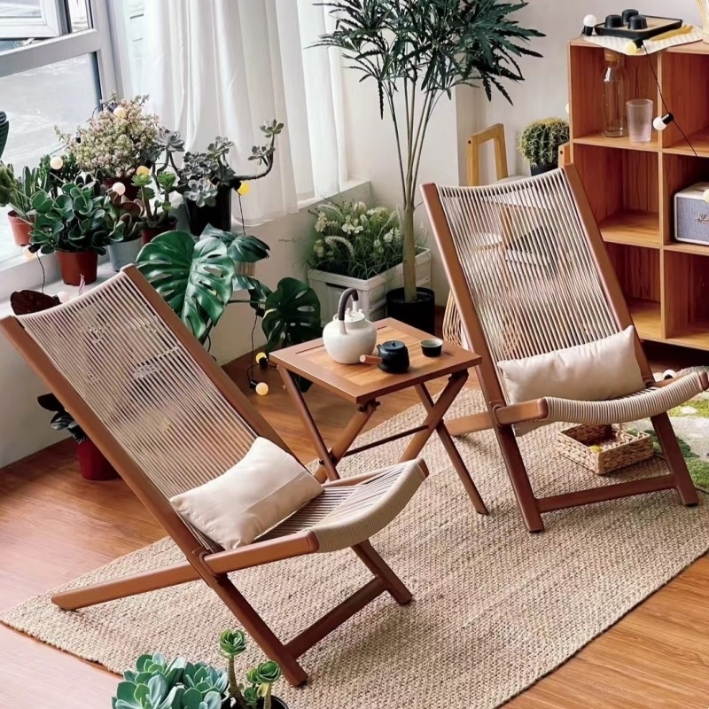 Уличное кресло для отдыха в саду, небольшой стол и стулья, скандинавский стиль, один стол и два стула, открытое ленивое кресло