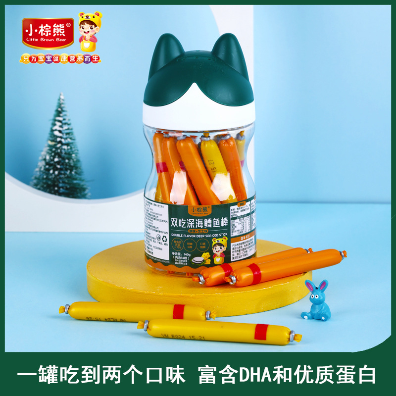 Маленький коричневый медведь, Гонконг, двойные сосиски из трески 140г, 14 штук