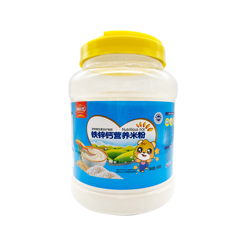 Baiduoji Baby Nutritional Rice Flour Huaishan Baby Food Supplement 800g Large Barrel Slices Powdered Calcium Iron Zinc Rice Cereal Wholesale