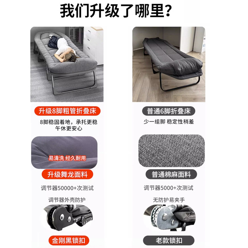 Lunch Break Foldableing Bed Single Recliner Camp Bed Adult Simple Accompanying Portable Office Multi-Functional Nap Artifact