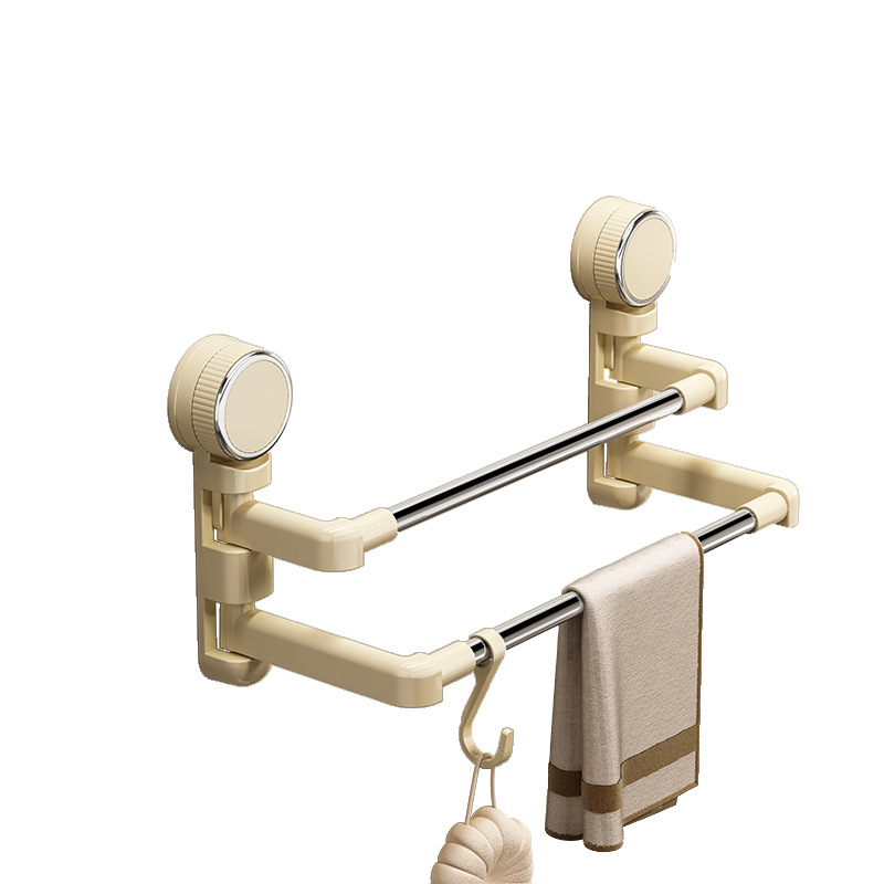 Suction Cup Towel Rack Bathroom No-Drill Retractable Towel Bar Storage Rack Bathroom Towel Storage Hanger