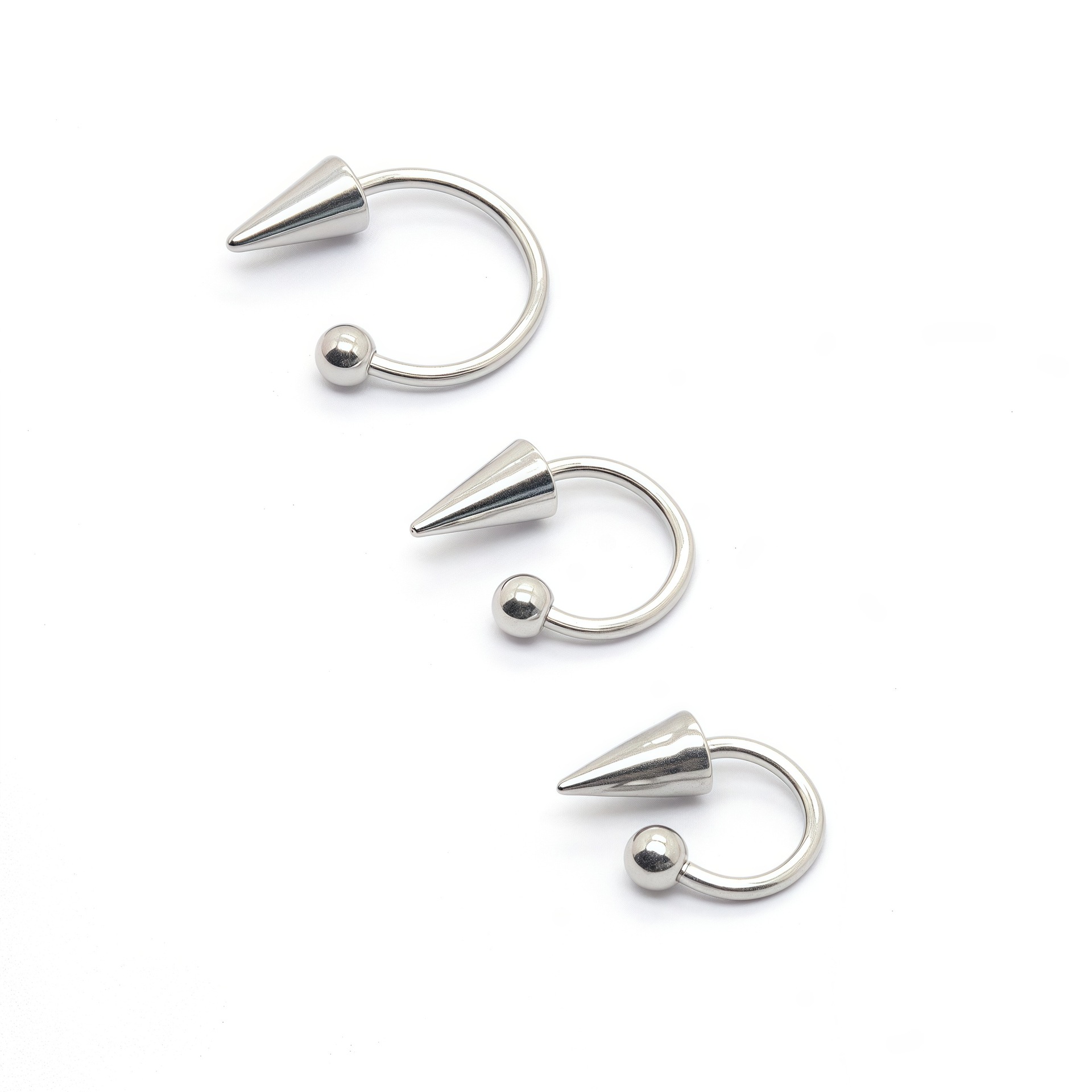 Cross-Border Stainless Steel Horseshoe Rod Pointed Cone Lip Ring Personalized Cool Punk Lip Nail Devil Stud Piercing Lip Jewelry Small Wholesale