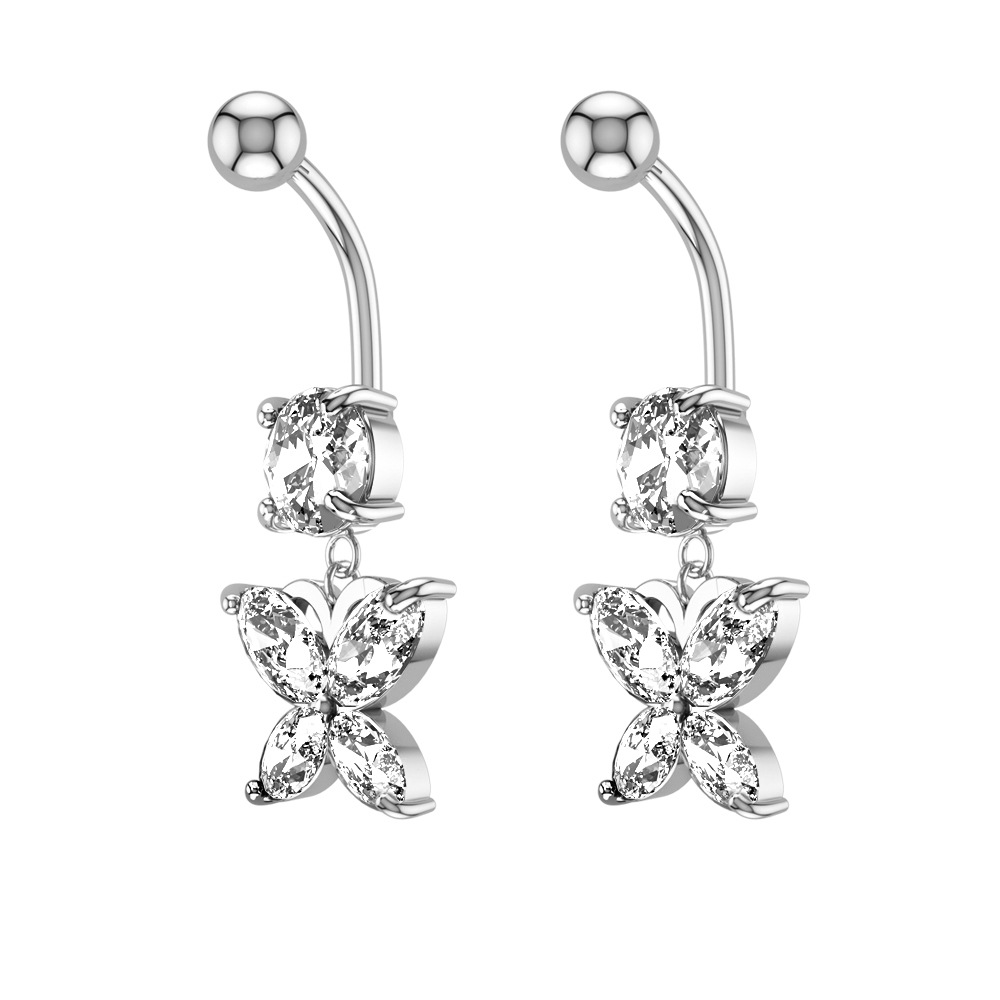 Amazon eBay classic zircon navel ring creative butterfly zircon navel nail navel ring piercing jewelry