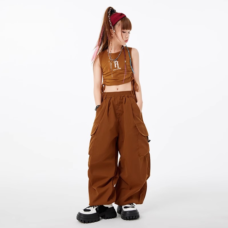 Girls' Jazz Dance Costume Coil Pants Performance Clothes suit Summer Children's Hip-hop Jazz Costume