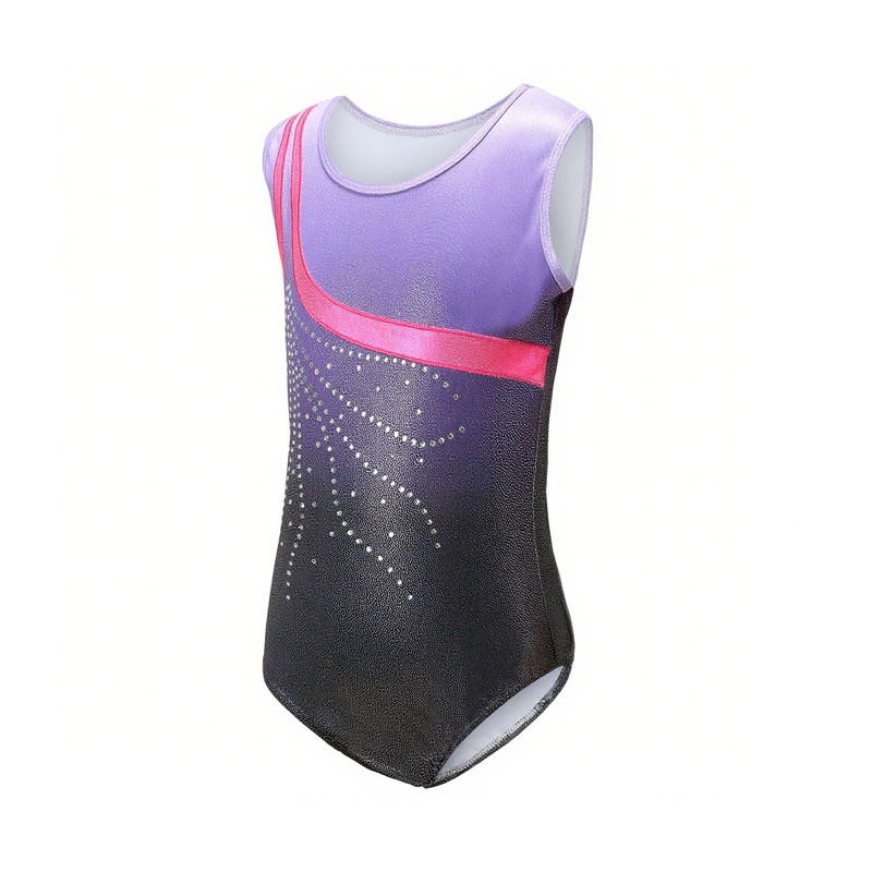 Cross-Border Children's Gymnastics Suit with Diamond Splicing Technology, Girls' Triangle One-Piece Exercise Suit, Sleeveless Ballet Dance Suit