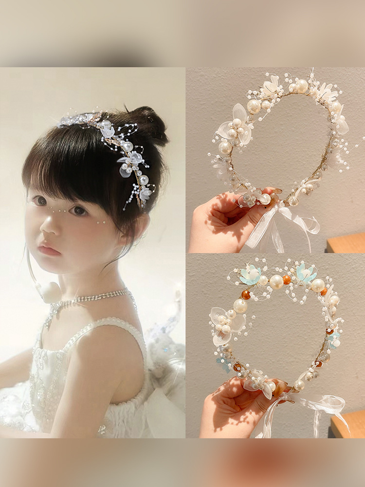 Children's Garland Headwear, Forest Pearl Headband, Braided Hairband, Girl's Headband, Cute Princess Flower Girl's Headband, Hair Accessories