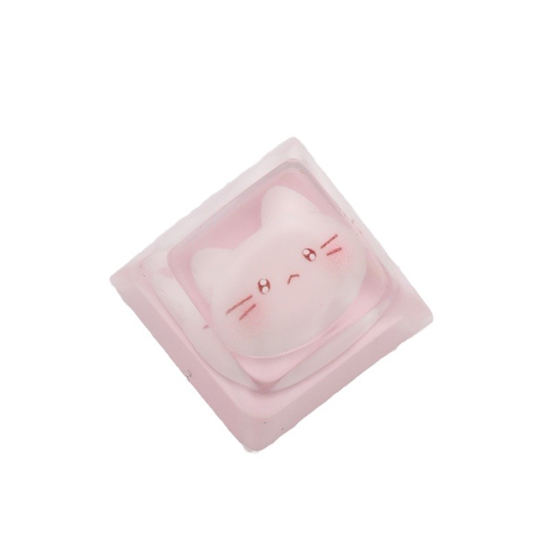 Personalized resin drop glue transparent cute cat keycap cross shaft mechanical keyboard keycap single height