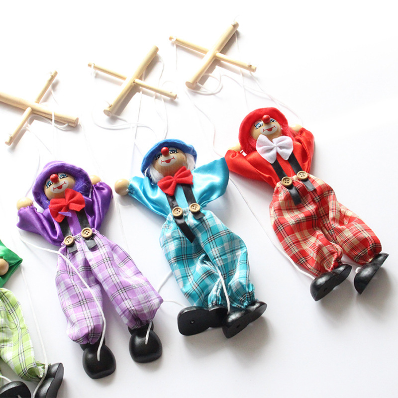Puppet Children's Clown Pull Line Shadow Puppet People's Crafts Stall Toys Wooden Pull Line Children's Small Toys