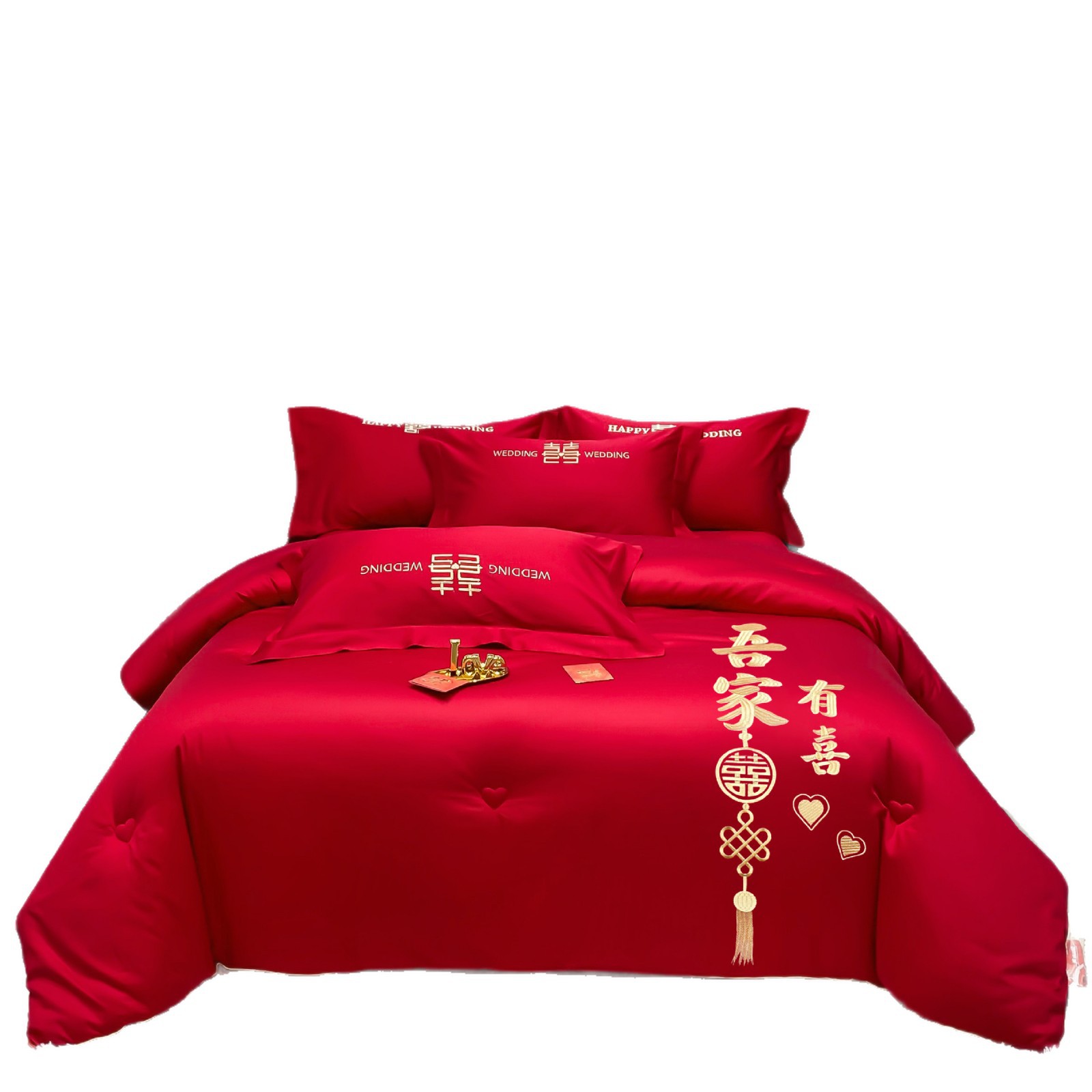 Wedding Embroidery Full-Size Soybean Cotton Quilt, Bright Red Quilt Core, Winter Wedding Dowry, Thickened, Wholesale from Manufacturer