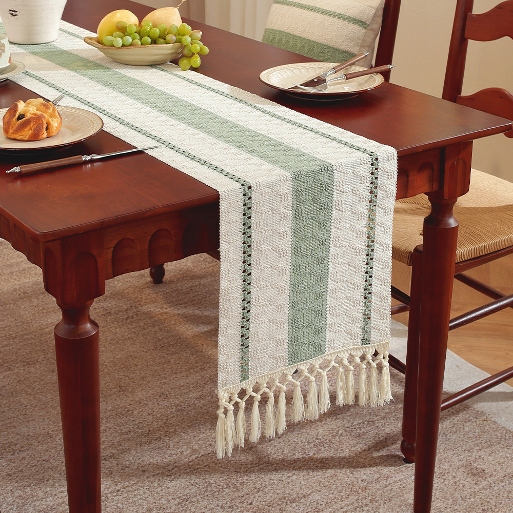 Скандинавский стиль, цветное сочетание, простой флаг для стола, легкая роскошь, длинная ткань с кисточками, праздничное украшение для чайного стола, оптовый производитель