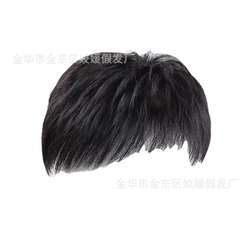 Wig Men's Overhead Hair Repair Block Invisible Hair Repair Pieces Handsome Traceless Bald Short Hair Flip Cover Hair Repair in stock