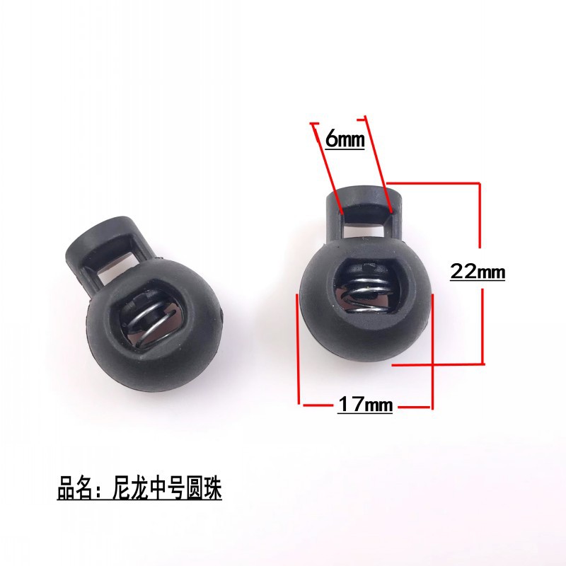 Supply of Plastic Spring Buckle, Spherical Spring Buckle, Round Bead Single Hole Drawstring Cap Rope Buckle, Black and White Transparent Spring Buckle
