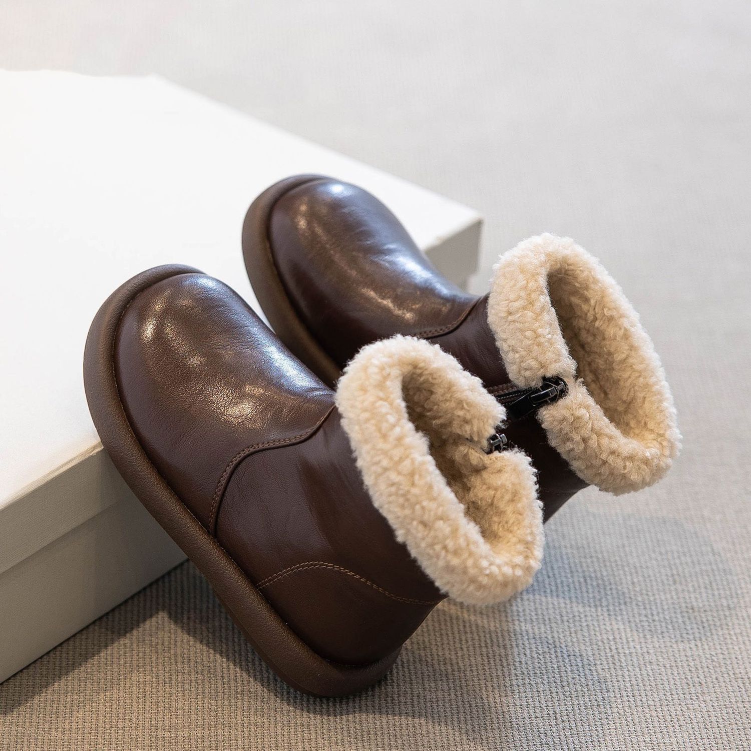 Girls' Shoes Snow Boots 2025 Winter New Kidsren's Cotton Shoes Fleece-Lined Boots Boys' Shoes Short Boots Baby Cotton