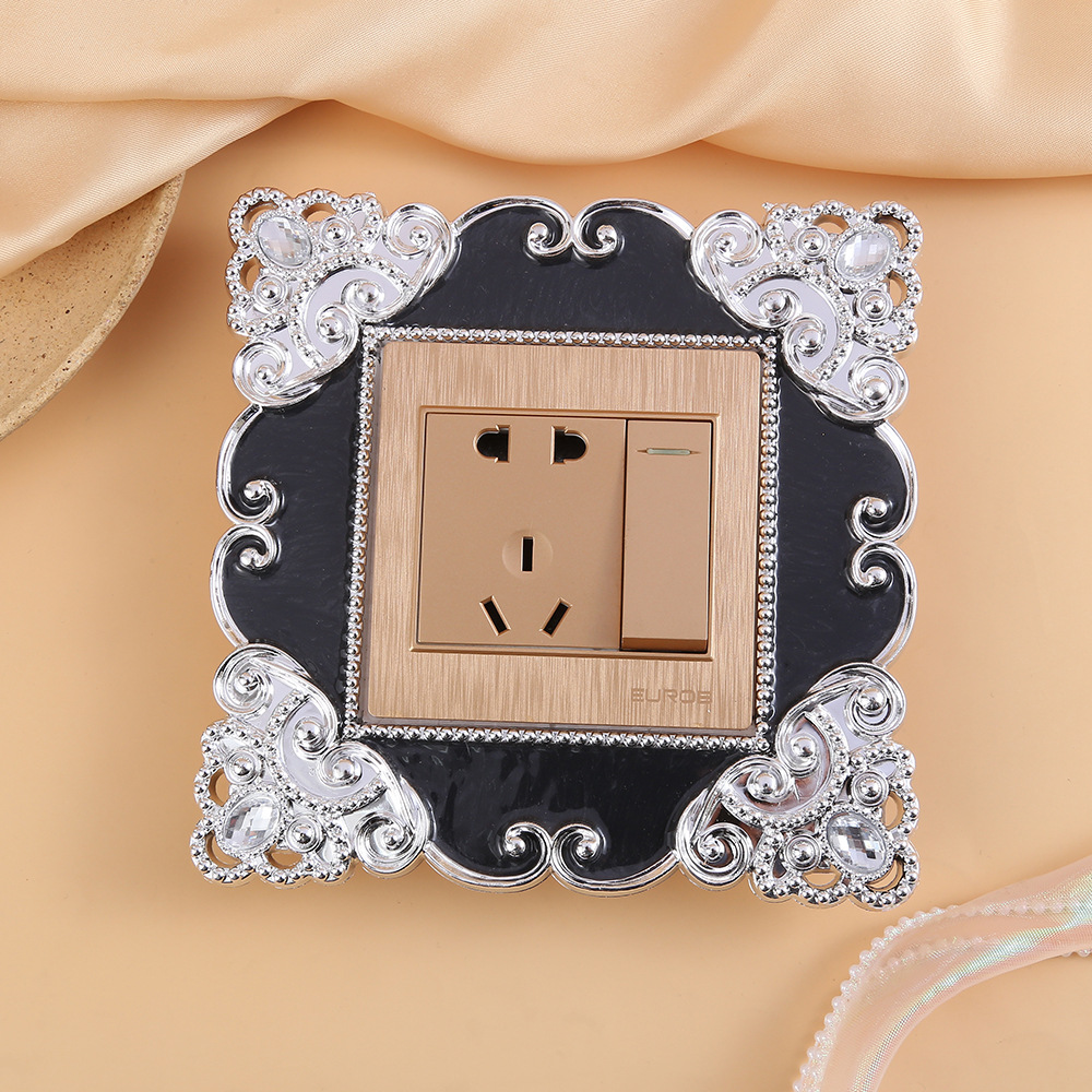Wall Switch Sticker Double Open Switch Sticker Home Living Room Socket Protective Cover European Style Hotel Wall Decoration Switch Cover
