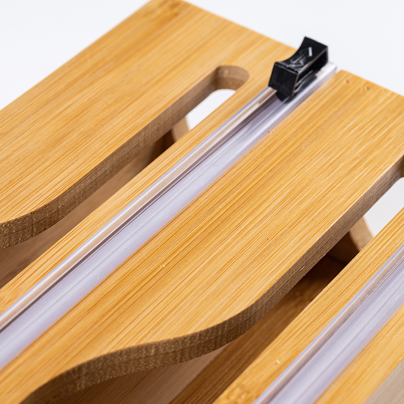 Bamboo plastic wrap cutter multi-grid plastic wrap slitting tin foil simple storage box wall hanging kitchen cutting box