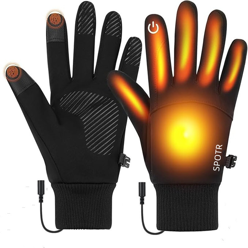 USB электрические обогревающие перчатки, с регулировкой температуры в трех уровнях, сенсорный экран, зимние теплые спортивные перчатки для велоспорта