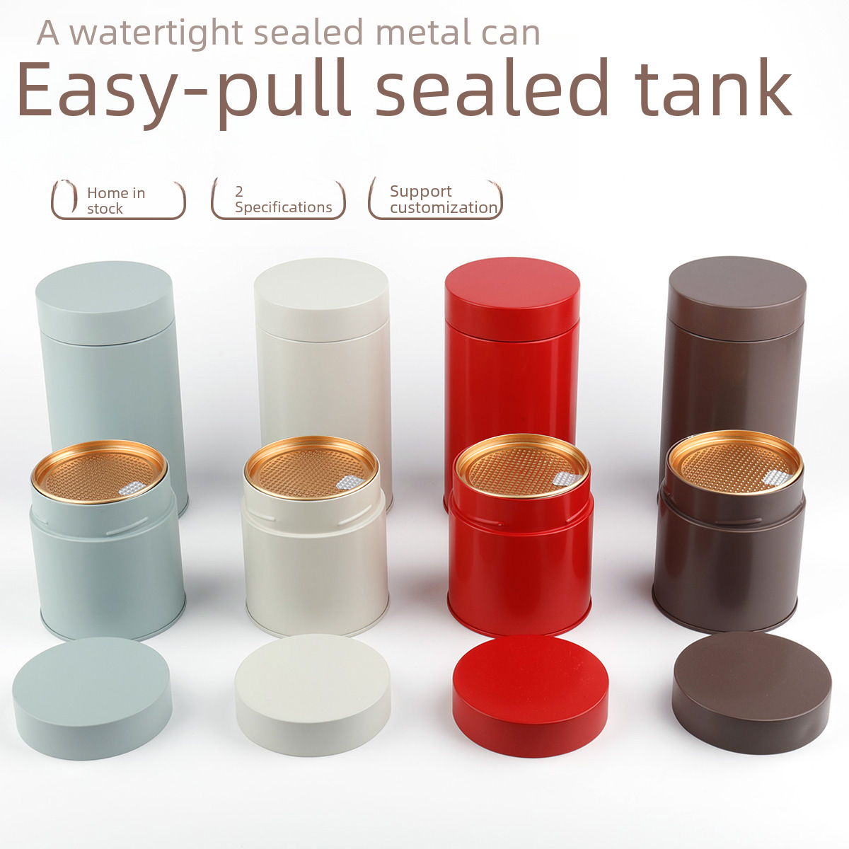 Sealed Iron Can Tea Can Black Tea Green Tea Empty Can Pull Cap Welded Can Metal Tin Can Bulk Tea Packaging Can