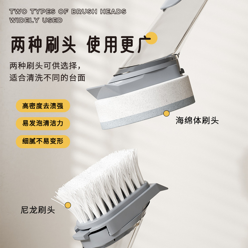 Pot Scrubber Brush for Kitchen Use, Non-Damaging to Pots, Long-Handle Sisal Coconut Palm Cleaning Brush, Press-Type Pot Washing Brush, Pot Cleaning Tool