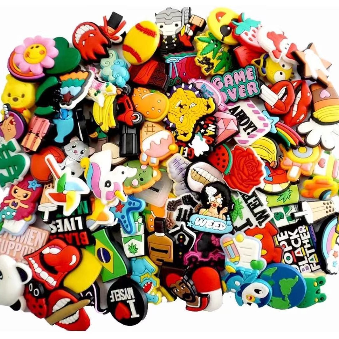 Кросс-бодерные дырявые туфли с цветочным пряжкой, ПВХ, мягкий резиновый, съемная пряжка для садовой обуви, аксессуары для обуви, случайная смесь