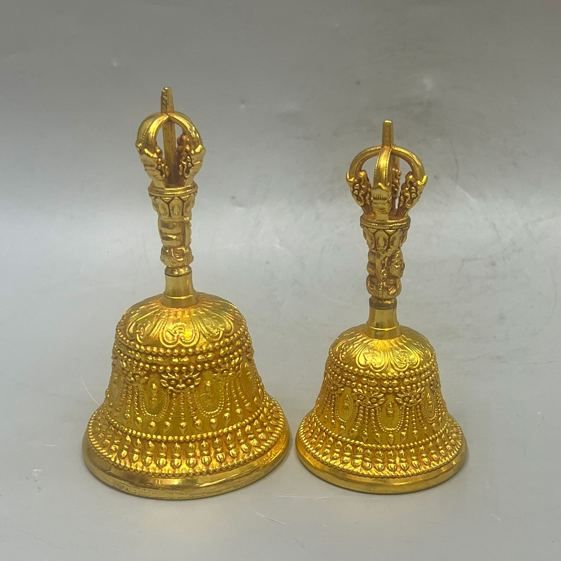 Retro Pure Copper Gilt Sanqingling Brass Handicraft Ornaments Cultural and Creative Market Imitation Chinese Old Objects Decorations