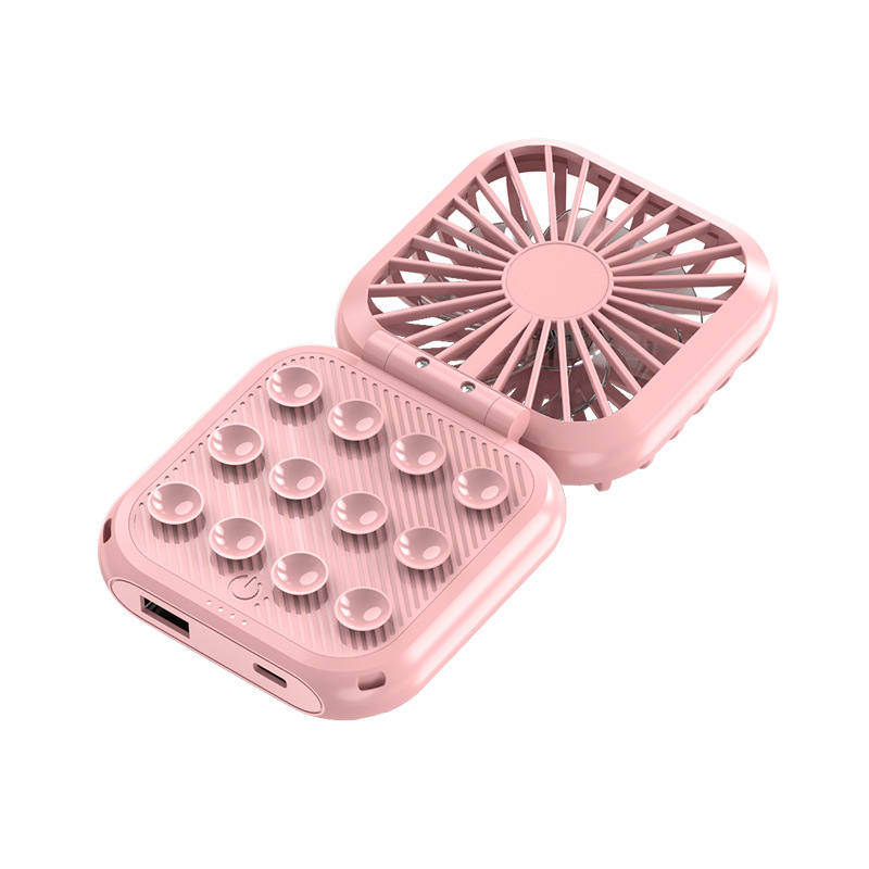Factory neck folding plastic USB small fan built-in mobile phone sucker bracket high power 5000 mA
