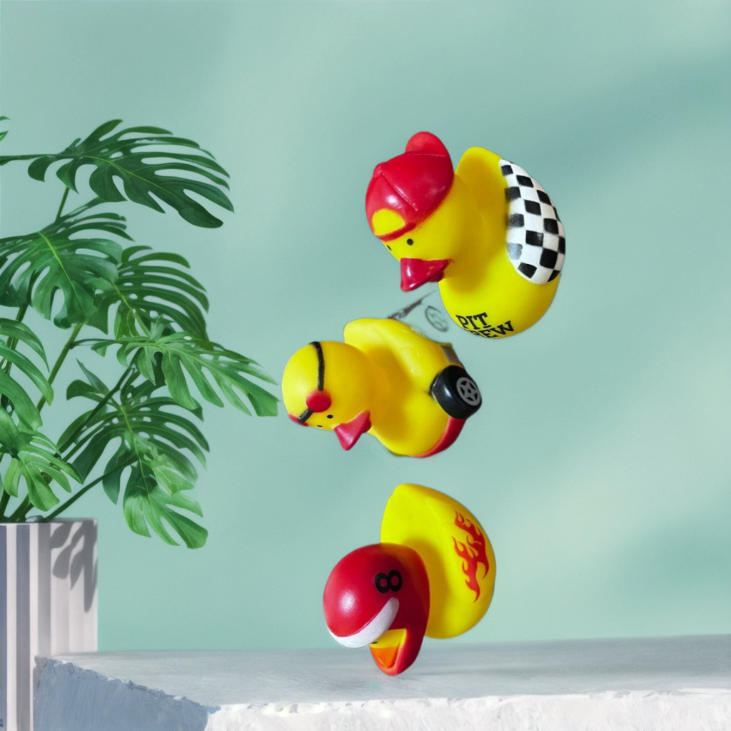 Racer Duck Cross-Border Vinyl Little Yellow Duck Children's Squeeze and Call Creative Shape Playing Duck Beach Floating Toy