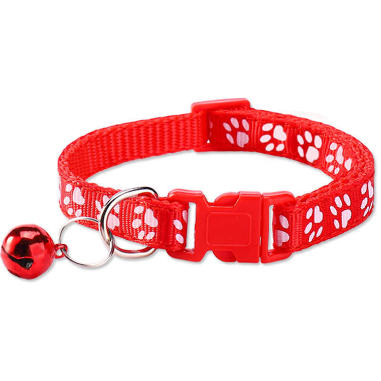 Pet Collar Dog Paw Print Bell Cat Collar Footprint Dog Collar Adjustable Collar in Stock Wholesale