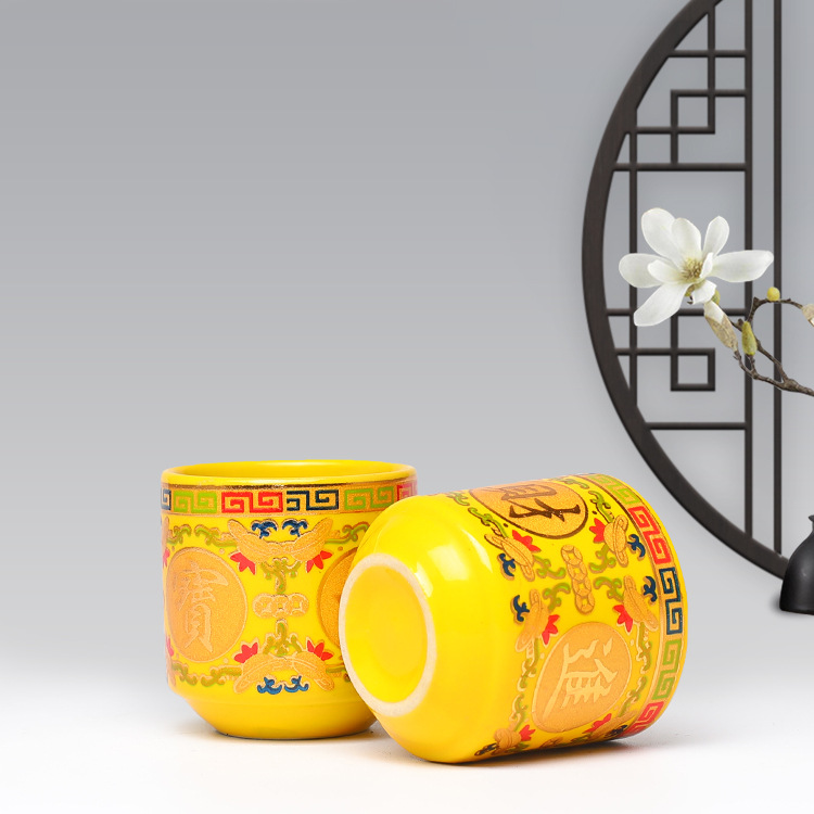 God of Wealth Wine Glass Ceramic Wine Glass Water Supply Cup Tea Cup Tribute Water Cup Worship Soup Bowl Wine Cup Wholesale Guan Gong Wine Glass